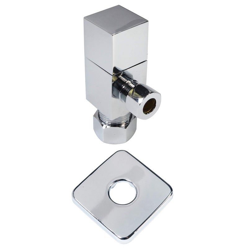 Westbrass D105QS-26 Square Handle 1/4-Turn Angle Stop 1/2" Copper x 3/8" Compression, Polished Chrome - Image 3